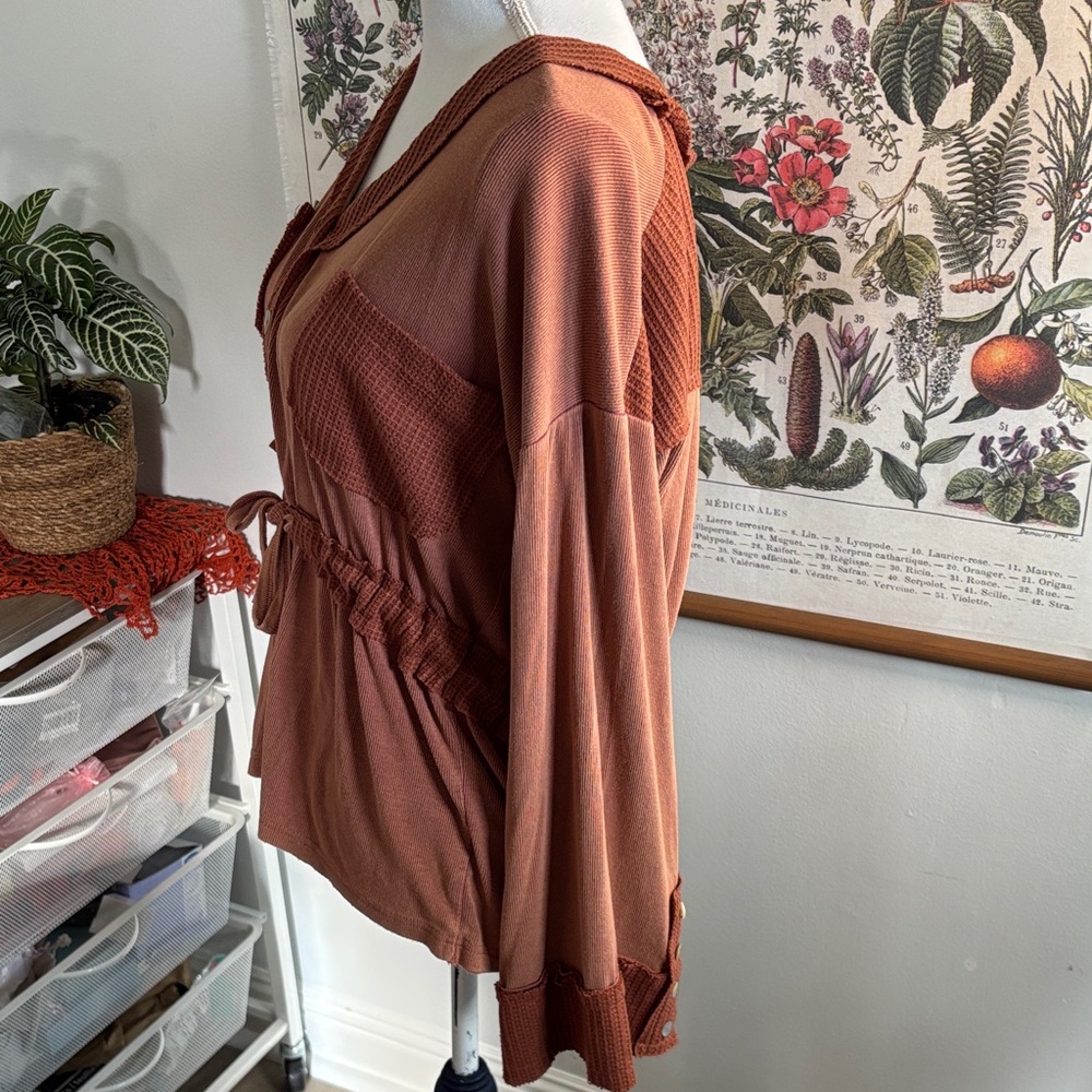 POL Rust Button-Up Blouse Small - image 5